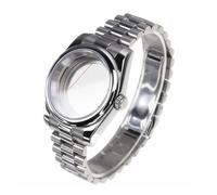 PSDFJAD ZHGUIMING Caja con bisel pulido liso con cristal de zafiro y correa presidencial for movimiento NH35 NH36 NH34 Esfera de 28,5 mm SKX Watch Mod(3,36mm)