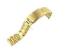 PSDFJAD ZHGUIMING Correa de acero inoxidable macizo de 18, 20, 22, 24, 26 y 28 mm, correa de repuesto con hebilla plegable de metal, accesorios for reloj(Gold,24mm)