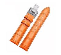 PSDFJAD ZHGUIMING Correa de cuero for reloj masculino M005 Orange timón M005614 M005430A, cadena con cierre de mariposa, pulsera de 22mm y 23mm(Silver white)
