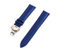 PSDFJAD ZHGUIMING Correa de piel de vaca con estampado de bambú, 12-24mm, 22mm, 20mm, varios tamaños, cadenas de reloj for hombre y mujer, correa de reloj con cierre de mariposa automático(Blu,13mm)