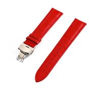 PSDFJAD ZHGUIMING Correa de piel de vaca con estampado de bambú, 12-24mm, 22mm, 20mm, varios tamaños, cadenas de reloj for hombre y mujer, correa de reloj con cierre de mariposa automático(Red,20mm)