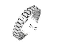 PSDFJAD ZHGUIMING Correa de reloj de acero inoxidable con extremo curvado, correas de reloj de 16mm, 17mm, 18mm, 19mm, 20mm, 21mm, 22mm, 23mm y 24mm, pulsera con bandas de acero(Silver- curved,20mm)