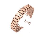 PSDFJAD ZHGUIMING Correa de reloj de acero inoxidable con extremo curvado, correas de reloj de 16mm, 17mm, 18mm, 19mm, 20mm, 21mm, 22mm, 23mm y 24mm, pulsera con bandas de acero(Rosegold-curved,16mm)