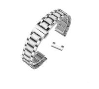 PSDFJAD ZHGUIMING Correa de reloj de acero inoxidable con extremo curvado, correas de reloj de 16mm, 17mm, 18mm, 19mm, 20mm, 21mm, 22mm, 23mm y 24mm, pulsera con bandas de acero(Silver-flat,23mm)