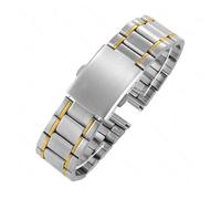 PSDFJAD ZHGUIMING Correa de reloj de acero inoxidable de 12, 14, 16, 18, 20, 22 y 24 mm con eslabones, cierre de reloj de pulsera, repuesto de pulsera, correa ligera(Silver Gold,14mm)