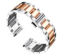 PSDFJAD ZHGUIMING Correa de reloj de acero inoxidable de 16 mm, 18 mm, 20 mm, 21 mm, 22 mm, 23 mm, 24 mm y 26 mm de ancho, pulsera de metal for hombre y mujer(Silver Rose Gold,16mm)