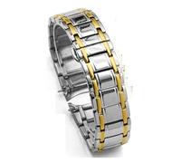 PSDFJAD ZHGUIMING Correa de reloj de acero inoxidable de 22 mm 8290 8294 8200 con extremo curvo y cadena for reloj(SILVER ADD GOLD)