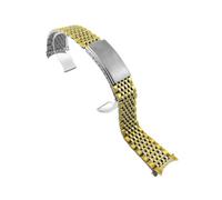 PSDFJAD ZHGUIMING Correa de reloj de acero inoxidable macizo con cuentas de arroz de 18 mm, 19 mm y 20 mm(Silver gold no logo,20mm)