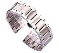 PSDFJAD ZHGUIMING Correa de reloj de acero inoxidable macizo for hombre, pulsera de reloj de plata de 18, 20, 21, 22, 23 y 24 mm, con doble pliegue y cierre desplegable(Middle brushed,22mm)