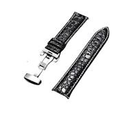 PSDFJAD ZHGUIMING Correa de reloj de cuero for hombre con diseño de patrón con hebilla dorada automática de acero inoxidable, correas de reloj de 18mm, 20mm, 22mm y 24mm(Silver black W,20mm)