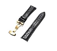 PSDFJAD ZHGUIMING Correa de reloj de cuero for hombre con diseño de patrón con hebilla dorada automática de acero inoxidable, correas de reloj de 18mm, 20mm, 22mm y 24mm(Gold black,22mm)