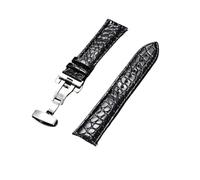 PSDFJAD ZHGUIMING Correa de reloj de cuero for hombre con diseño de patrón con hebilla dorada automática de acero inoxidable, correas de reloj de 18mm, 20mm, 22mm y 24mm(Silver black,20mm)