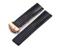 PSDFJAD ZHGUIMING Correa de Reloj de Cuero Genuino, Correa de Reloj de 19mm, 20mm y 22mm for Etiqueta F1, Pulsera roja con Hebilla Plegable for Hombre(B Black RG,20mm)