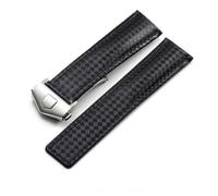PSDFJAD ZHGUIMING Correa de Reloj de Cuero Genuino, Correa de Reloj de 19mm, 20mm y 22mm for Etiqueta F1, Pulsera roja con Hebilla Plegable for Hombre(B Black Silver,22mm)