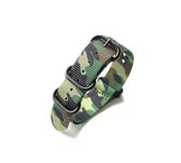 PSDFJAD ZHGUIMING Correa de reloj de nailon de camuflaje, sección larga 18 20 22 24 mm Correa de reloj de montañismo de camuflaje azul verde(Color B Brack buck,18mm)