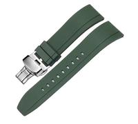 PSDFJAD ZHGUIMING Correa de reloj de silicona for ciudad, accesorios de cadena de silicona deportivos impermeables, 20 22mm(Green-Steel-B1,24mm)
