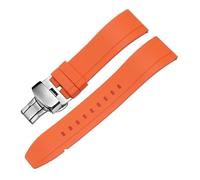 PSDFJAD ZHGUIMING Correa de reloj de silicona for ciudad, accesorios de cadena de silicona deportivos impermeables, 20 22mm(Orange-Steel-B1,20mm)