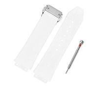PSDFJAD ZHGUIMING Correa de reloj de silicona for mujer, resistente al agua, 20x13mm, accesorios de reloj de cadena, pulsera de goma(White-silver)