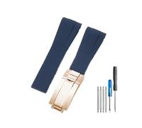 PSDFJAD ZHGUIMING Correa de reloj for silicona 20 accesorios de reloj de goma cadena de correa de pulsera de reloj(Dark blue-Allrose-Z9,20mm)