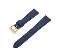 PSDFJAD ZHGUIMING Correas de reloj de cuero de piel de becerro, correas de reloj de cuero de 18/19/20/21/22/23/24mm, accesorios for relojes(Blue-Gold,18mm)