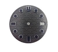 PSDFJAD ZHGUIMING Esfera de reloj con escala de pescado de 28,55 mm, C3 Super Green luminosa for ensamblaje de movimiento automático NH35, piezas de reloj con calendario único azul y negro(WZ-N-58)