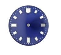 PSDFJAD ZHGUIMING Esfera de reloj con escala de pescado de 28,55 mm, C3 Super Green luminosa for ensamblaje de movimiento automático NH35, piezas de reloj con calendario único azul y negro(WZ-N-104)