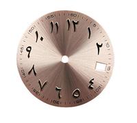 PSDFJAD ZHGUIMING Esfera de reloj de 28,5 mm con superficie estampada con sol, alfabeto árabe y fecha, accesorios de repuesto for movimiento NH35/NH36(Silver Pink)