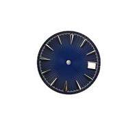PSDFJAD ZHGUIMING Esfera de reloj de 29 mm con superficie de patrón radial y fecha única Piezas de repuesto for relojes de hombre y mujer for movimiento NH35/NH36(Silver Dark Blue)