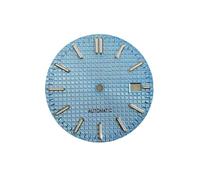 PSDFJAD ZHGUIMING Esfera de reloj de 31,8 mm con tachuelas plateadas luminosas de color verde cuadrado, accesorios for reloj con movimiento NH35/NH36/4R/7S(Light blue)