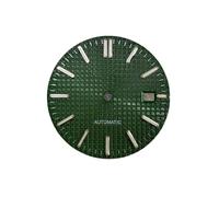 PSDFJAD ZHGUIMING Esfera de reloj de 31,8 mm con tachuelas plateadas luminosas de color verde cuadrado, accesorios for reloj con movimiento NH35/NH36/4R/7S(Verde)