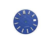 PSDFJAD ZHGUIMING Esfera de reloj NH35 de 28,5 mm con calendario único luminoso verde for buceo, accesorios de modificación for movimiento NH35/NH36(Blu)