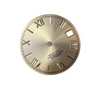 PSDFJAD ZHGUIMING Esfera de reloj NH35 de 28,5 mm sin números romanos luminosos for piezas y accesorios de movimiento mecánico automático NH35 NH36(Gold Gold Nails)