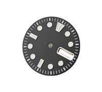 PSDFJAD ZHGUIMING Esfera de reloj NH36 de 28,5 mm, esfera luminosa azul hielo BGW9 con ventana de calendario de fecha dual, accesorio de reloj for movimiento NH36(schwarz)