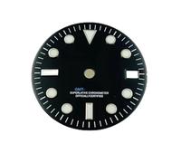 PSDFJAD ZHGUIMING Esfera GMT S de 28,5 mm for reloj con movimiento NH34/NH35 Accesorios modificados Índice plateado luminoso azul Ventanas de fecha Parte de esfera negra(A2)