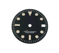 PSDFJAD ZHGUIMING Esfera GMT S de 28,5 mm for reloj con movimiento NH34/NH35 Accesorios modificados Índice plateado luminoso azul Ventanas de fecha Parte de esfera negra(A6)