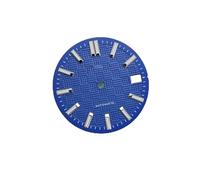 PSDFJAD ZHGUIMING Esfera luminosa verde de 28,5 mm con calendario único y fecha, accesorios de modificación for movimiento NH35/NH36(Blu)
