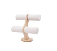 PSDFJAD ZHGUIMING Estante Organizador de Doble Capa, joyería de Madera, Pulsera, Almacenamiento, Cadena de exhibición, Reloj, Soporte Duro, Montaje for Mujer(Beige Velvet)