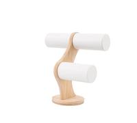 PSDFJAD ZHGUIMING Estante Organizador de Doble Capa, joyería de Madera, Pulsera, Almacenamiento, Cadena de exhibición, Reloj, Soporte Duro, Montaje for Mujer(White Leather)
