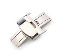 PSDFJAD ZHGUIMING Hebilla de Reloj Plegable con botón Doble de Acero Inoxidable, Cierre desplegable de Mariposa, Correa de Reloj de 12/14/16/18/20/22/24mm, lo más Nuevo(Silver,16mm)