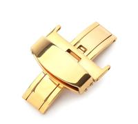 PSDFJAD ZHGUIMING Hebilla de Reloj Plegable con botón Doble de Acero Inoxidable, Cierre desplegable de Mariposa, Correa de Reloj de 12/14/16/18/20/22/24mm, lo más Nuevo(Gold,14mm)