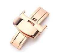 PSDFJAD ZHGUIMING Hebilla de Reloj Plegable con botón Doble de Acero Inoxidable, Cierre desplegable de Mariposa, Correa de Reloj de 12/14/16/18/20/22/24mm, lo más Nuevo(Rose Gold,14mm)