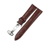 PSDFJAD ZHGUIMING Lanzamiento Banda de cuero genuino con textura de bambú Correa Reloj Pulsera Accesorios Correa de piel animal(Dark brown silver,14mm)