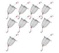 Psdndeww 10 piezas de cebos de pesca, cesta de alimentación, accesorios de señuelo, dispensador eficiente