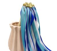 Psdndeww 10 varitas brillantes para celebración de boda, cinta de seda, multicolor, para decoración de fiestas, con campanas, cinta, serpentinas, decoración de boda