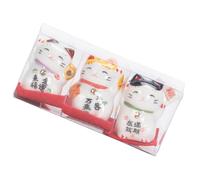 Psdndeww 3 estatuas de gatos Maneki Neko de porcelana japonesa de la suerte de gatos de la suerte, decoración de fortunas, adorno para el hogar, figura de porcelana de la suerte Maneki Neko