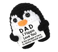 Psdndeww Adorno de muñeca de pingüinos hecho a mano de alta calidad, incluye tarjeta, regalo ideal para pareja y familia en varios eventos, pingüinos de ganchillo