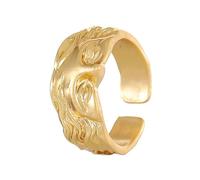 [Psdndeww] Atractivo anillo de media cara joyas para mujer anillo abierto ajustable inspirado en la vendimia con detalles de la mitad de la cara para mujeres