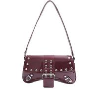 [Psdndeww] Bolsos de hombro con tachuelas para mujeres de cuero PU 90S punk bolsa de mano casual bolso de mano bajo la axila para uso diario