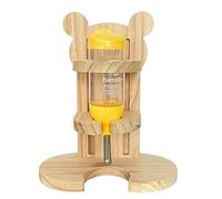 Psdndeww Botella de agua para hámster con soporte de madera, dispensador automático para mascotas con base para chinchilla erizo, accesorios de jaula de 80 ml