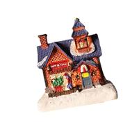 Psdndeww Casa De Pan De Jengibre Navideña con Luz LED Figuritas De Luz De Té Navideñas De Resina Decoración Navideña De Casas De Pueblo Casas De Pueblo con Luz LED